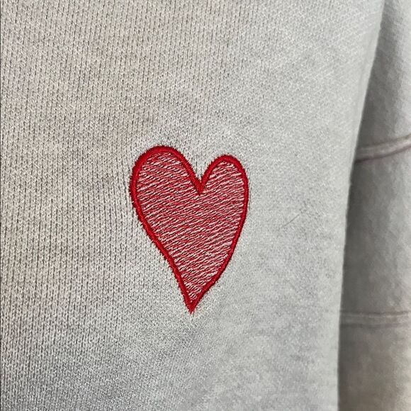 Anthropologie Maeve The Logan Gray Red Heart Modern Boho Pullover Sweater - Picture 7 of 14